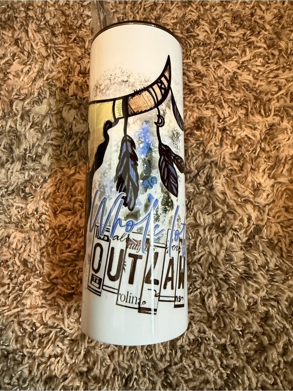 White Dreamcatcher Feather Decorative Tumbler
